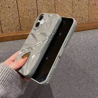 Auramma Collections Cool Aaesthetic Glossy Gray Neutral Color 3D Textured Surface Crinkles Style Soft TPU Case iPhone 17 16 15 14 13 12 11 Pro Max Air