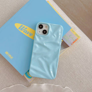 Auramma Collections Cool Aesthetic Glossy Fuchsia Pink Cream White Light Blue Taupe Brown 3D Crinkly Texture Surface Style Soft TPU Case iPhone 17 16 15 14 13 12 11 Pro Max Plus Air