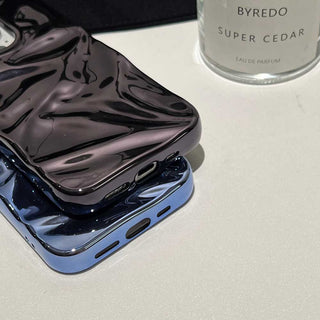 Auramma Collections Cool Aesthetic Glossy Metallic Black Gold Purple Green Silver Blue Fuchsia 3D Crinkly Texture Surface Style Soft TPU Case iPhone 17 16 15 14 13 12 Pro Max Plus Air