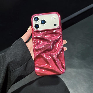 Auramma Collections Cool Aesthetic Glossy Metallic Black Gold Purple Green Silver Blue Fuchsia 3D Crinkly Texture Surface Style Soft TPU Case iPhone 17 16 15 14 13 12 Pro Max Plus Air