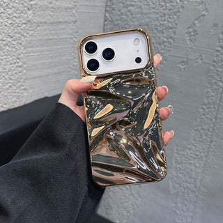 Auramma Collections Cool Aesthetic Glossy Metallic Black Gold Purple Green Silver Blue Fuchsia 3D Crinkly Texture Surface Style Soft TPU Case iPhone 17 16 15 14 13 12 Pro Max Plus Air