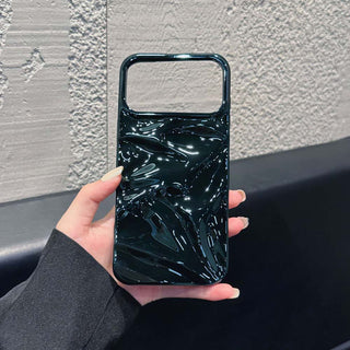 Auramma Collections Cool Aesthetic Glossy Metallic Black Gold Purple Green Silver Blue Fuchsia 3D Crinkly Texture Surface Style Soft TPU Case iPhone 17 16 15 14 13 12 Pro Max Plus Air