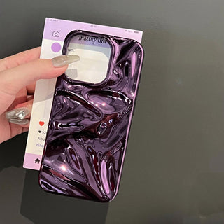 Auramma Collections Cool Aesthetic Glossy Metallic Black Gold Purple Green Silver Blue Fuchsia 3D Crinkly Texture Surface Style Soft TPU Case iPhone 17 16 15 14 13 12 Pro Max Plus Air