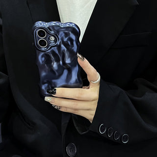 Auramma Collections Cool Aesthetic Matte Metallic Black Silver Gold Blue 3D Bubbles Textured Surface Soft TPU Case iPhone 17 16 15 14 13 12 11 Pro Max Plus Air