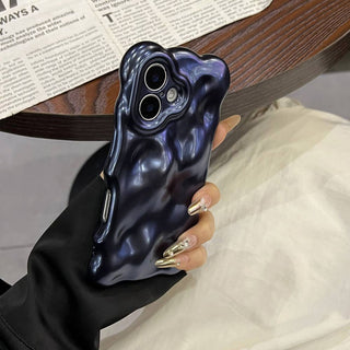 Auramma Collections Cool Aesthetic Matte Metallic Black Silver Gold Blue 3D Bubbles Textured Surface Soft TPU Case iPhone 17 16 15 14 13 12 11 Pro Max Plus Air