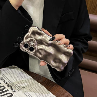 Auramma Collections Cool Aesthetic Matte Metallic Black Silver Gold Blue 3D Bubbles Textured Surface Soft TPU Case iPhone 17 16 15 14 13 12 11 Pro Max Plus Air