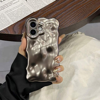 Auramma Collections Cool Aesthetic Matte Metallic Black Silver Gold Blue 3D Bubbles Textured Surface Soft TPU Case iPhone 17 16 15 14 13 12 11 Pro Max Plus Air