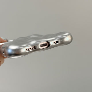 Auramma Collections Avant Basic Wavy Edge Matte Silver 3D Bubble Style TPU Case iPhone 17 16 15 14 13 12 11 Pro Max Plus Air
