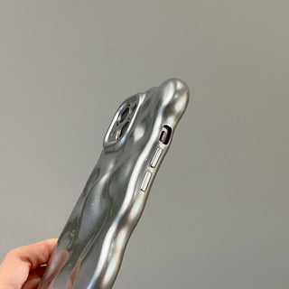Auramma Collections Avant Basic Wavy Edge Matte Silver 3D Bubble Style TPU Case iPhone 17 16 15 14 13 12 11 Pro Max Plus Air