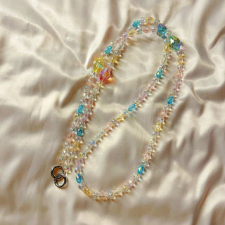 Auramma Collections Funky Kawaii Clear Solid Pastel Rainbow Color Bead Diamond Cube Rose Paw Crossbody Phone Charm Lanyard
