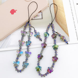 Auramma Collections Funky Kawaii Dark Iridescent Colors Butterfly Flower Bead String Phone Charm