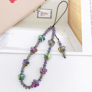 Auramma Collections Funky Kawaii Dark Iridescent Colors Butterfly Flower Bead String Phone Charm