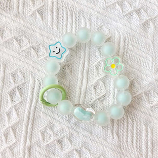 Auramma Collections Funky Kawaii Frosted Pink Purple Green Blue Yellow Lollipop Star Heart Flower Cube Bead Bracelet Phone Charm