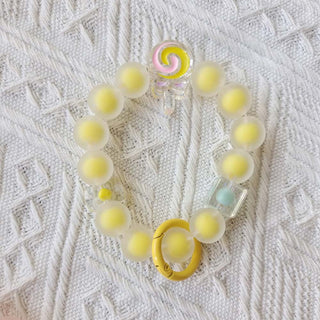 Auramma Collections Funky Kawaii Frosted Pink Purple Green Blue Yellow Lollipop Star Heart Flower Cube Bead Bracelet Phone Charm