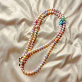 Auramma Collections Funky Kawaii Clear Solid Pastel Rainbow Color Bead Diamond Cube Rose Paw Crossbody Phone Charm Lanyard
