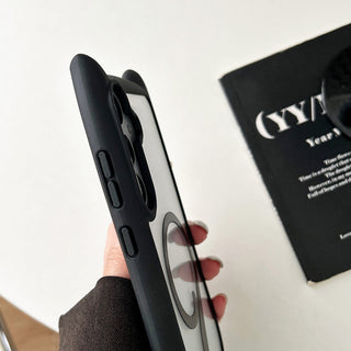 Auramma Collections Funky Kawaii Plain Black Blue Gray Pink Cat Ear Shaped Bumper Tail MagSafe Clear Soft TPU Case Samsung Galaxy S25 S24 S23 Plus