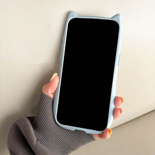 Auramma Collections Funky Kawaii Plain Color Black Pink Cat Ear Shaped Bumper Clear Soft TPU Case iPhone 17 16 15 14 13 Pro Max Plus Air