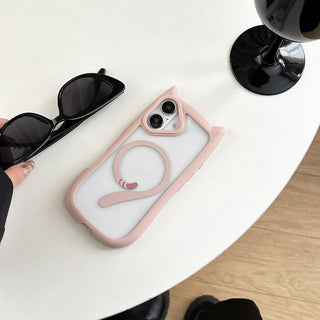Auramma Collections Funky Kawaii Plain Color Black Pink Blue Gray Cat Ear Shaped Bumper Tail MagSafe Clear Soft TPU Case iPhone 17 16 15 14 13 12 Pro Max Plus Mini 16e Air