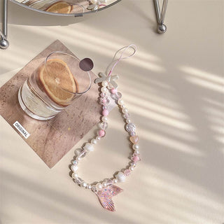Auramma Collections Funky Kawaii Summer Soft Aesthetic Blue Yellow Pink Purple White Mermaid Tail Shell Star Heart Ribbon String Phone Charm