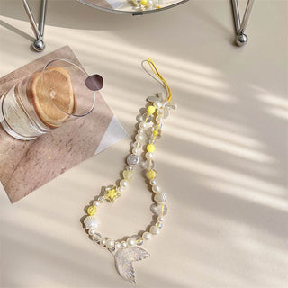 Auramma Collections Funky Kawaii Summer Soft Aesthetic Blue Yellow Pink Purple White Mermaid Tail Shell Star Heart Ribbon String Phone Charm