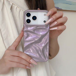 Auramma Collections Iridescent Laser Pearl Sparkling Purple Crinkle Style Soft TPU Case iPhone 17 16 15 14 13 12 11 Pro Max Plus Air