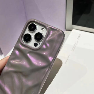 Auramma Collections Iridescent Laser Pearl Sparkling Purple Crinkle Style Soft TPU Case iPhone 17 16 15 14 13 12 11 Pro Max Plus Air