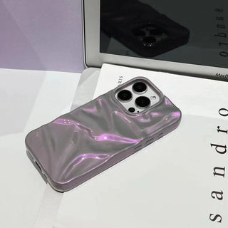 Auramma Collections Iridescent Laser Pearl Sparkling Purple Crinkle Style Soft TPU Case iPhone 17 16 15 14 13 12 11 Pro Max Plus Air