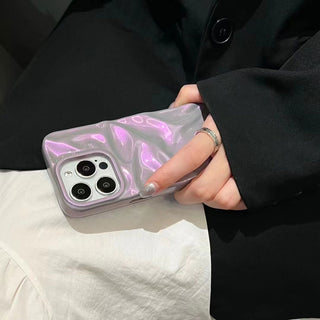 Auramma Collections Iridescent Laser Pearl Sparkling Purple Crinkle Style Soft TPU Case iPhone 17 16 15 14 13 12 11 Pro Max Plus Air