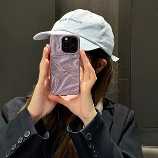 Auramma Collections Iridescent Laser Pearl Sparkling Purple Crinkle Style Soft TPU Case iPhone 17 16 15 14 13 12 11 Pro Max Plus Air