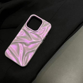 Auramma Collections Iridescent Laser Pearl Sparkling Purple Crinkle Style Soft TPU Case iPhone 17 16 15 14 13 12 11 Pro Max Plus Air