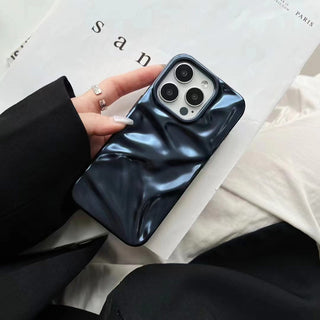 Auramma Collections Matte Metallic Silver Black Blue Gray 3D Crinkly Texture Surface Style Soft TPU Case iPhone 17 16 15 14 13 12 11 Pro Max Plus Air