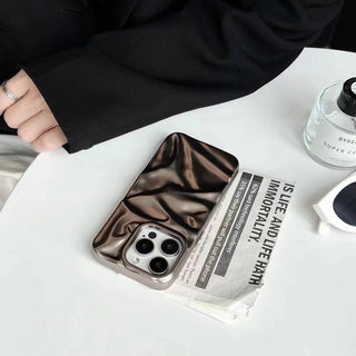 Auramma Collections Matte Metallic Silver Black Blue Gray 3D Crinkly Texture Surface Style Soft TPU Case iPhone 17 16 15 14 13 12 11 Pro Max Plus Air