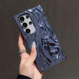 Auramma Collections Artistic Aesthetic Glossy Blue Red Fuchsia Purple Silver Gold 3D Sculpture Textured Surface Design Soft TPU Case Samsung Galaxy S25 S24 S23 Plus Ultra