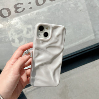 Auramma Collections Minimalist Aesthetic Pearlescent Sparkling White Pink Blue 3D Crinkle Style Soft TPU Case iPhone 17 16 15 14 13 12 11 Pro Max Air