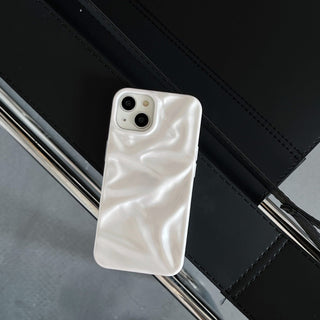 Auramma Collections Minimalist Aesthetic Pearlescent Sparkling White Pink Blue 3D Crinkle Style Soft TPU Case iPhone 17 16 15 14 13 12 11 Pro Max Air