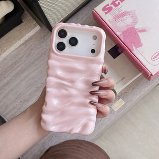 Auramma Collections Minimalist Cool Aesthetic Glossy Fuchsia Red Baby Pink Cream Yellow White Black 3D Folds Creases Style Surface Soft TPU case iPhone 17 16 15 14 13 Pro Max Air