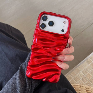 Auramma Collections Minimalist Cool Aesthetic Glossy Fuchsia Red Baby Pink Cream Yellow White Black 3D Folds Creases Style Surface Soft TPU case iPhone 17 16 15 14 13 Pro Max Air