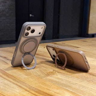 Auramma Collections Minimalist Frosted Matte Black Sand Gray Plum Dark Green Blue Lilac Baby Pink MagSafe Pull Out 360 Degree Turning Stand Soft TPU Case iPhone 17 16 15 14 Pro Max Plus Air
