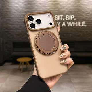 Auramma Collections Minimalist Frosted Matte Black Sand Gray Plum Dark Green Blue Lilac Baby Pink MagSafe Pull Out 360 Degree Turning Stand Soft TPU Case iPhone 17 16 15 14 Pro Max Plus Air