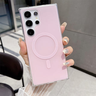 Auramma Collections Softcore Dreamy Glossy Pastel Purple Pink Yellow Blue MagSafe Matching Wrist Charm Soft TPU Case Samsung Galaxy S25 S24 S23 S22 Ultra Plus FE