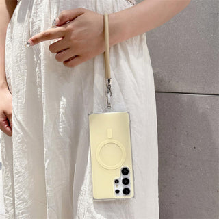 Auramma Collections Softcore Dreamy Glossy Pastel Purple Pink Yellow Blue MagSafe Matching Wrist Charm Soft TPU Case Samsung Galaxy S25 S24 S23 S22 Ultra Plus FE