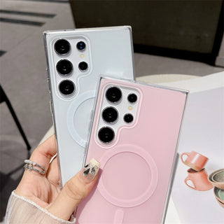 Auramma Collections Softcore Dreamy Glossy Pastel Purple Pink Yellow Blue MagSafe Matching Wrist Charm Soft TPU Case Samsung Galaxy S25 S24 S23 S22 Ultra Plus FE