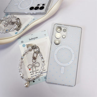 Auramma Collections Softcore Dreamy Glossy Tiny Hearts Pattern Purple Pink Butter Yellow Baby Blue MagSafe Soft TPU Case Samsung Galaxy S25 S24 S23 S22 Ultra Plus FE