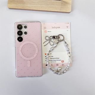 Auramma Collections Softcore Dreamy Glossy Tiny Hearts Pattern Purple Pink Butter Yellow Baby Blue MagSafe Soft TPU Case Samsung Galaxy S25 S24 S23 S22 Ultra Plus FE