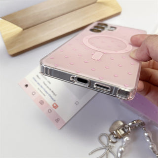 Auramma Collections Softcore Dreamy Glossy Tiny Hearts Pattern Purple Pink Butter Yellow Baby Blue MagSafe Soft TPU Case Samsung Galaxy S25 S24 S23 S22 Ultra Plus FE