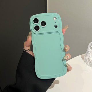 Auramma Collections Minimalist Aesthetic Wavy Edge Matte Plain White Pink Blue Black Green Fuchsia Yellow Soft TPU Case iPhone 17 16 15 Pro Max Plus Air