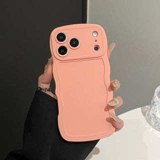 Auramma Collections Minimalist Aesthetic Wavy Edge Matte Plain White Pink Blue Black Green Fuchsia Yellow Soft TPU Case iPhone 17 16 15 Pro Max Plus Air