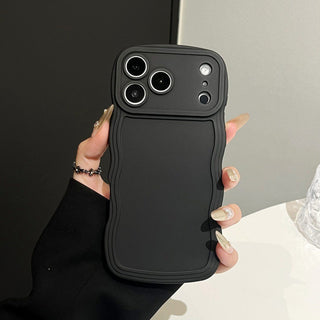 Auramma Collections Minimalist Aesthetic Wavy Edge Matte Plain White Pink Blue Black Green Fuchsia Yellow Soft TPU Case iPhone 17 16 15 Pro Max Plus Air