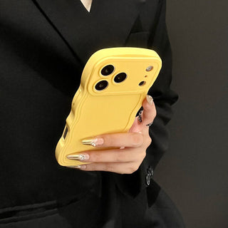 Auramma Collections Minimalist Aesthetic Wavy Edge Matte Plain White Pink Blue Black Green Fuchsia Yellow Soft TPU Case iPhone 17 16 15 Pro Max Plus Air
