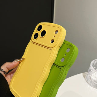 Auramma Collections Minimalist Aesthetic Wavy Edge Matte Plain White Pink Blue Black Green Fuchsia Yellow Soft TPU Case iPhone 17 16 15 Pro Max Plus Air